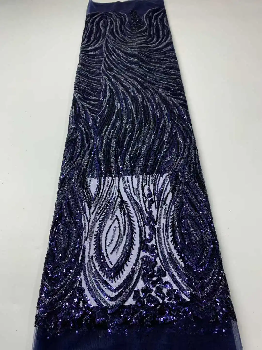 Tessuto di pizzo africano di lusso a rete 2025 di alta qualità con ricamo di paillettes Tessuto di tulle francese per abiti da sposa nigeriani da donna