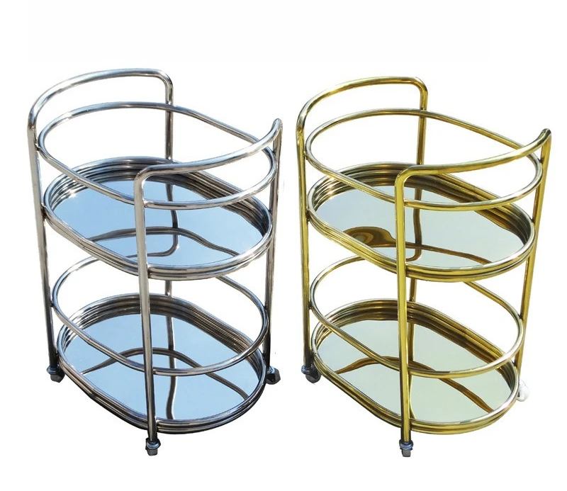Restaurant Hotel Beverage Trolley Solid Wood Tea Cart Mobile Simple Beauty Meal Side Cart Round Beverage Oval Trolley
