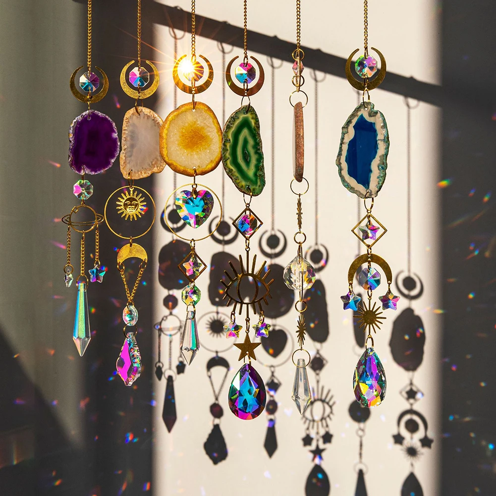 Agate Sun Catcher Windchime Metal Multi-Purpose Perfect Size Purple Safe Various Colors Available White Practical