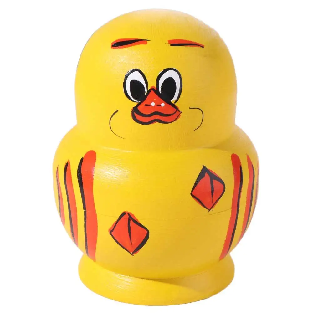 

Decorations 10 Layer Nesting Dolls Wooden Yellow Duck Matryoshka Doll Toys Animals Pattern Handmade Stacking Dolls Chidrens Gift