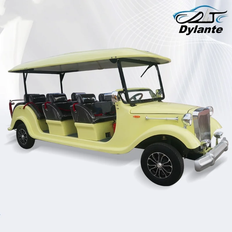 New 11 Seater Electric Vintage/Antique/Classic Golf Cart Utility Lithium Sightseeing Vintage Classic Car With Waterproof Speaker
