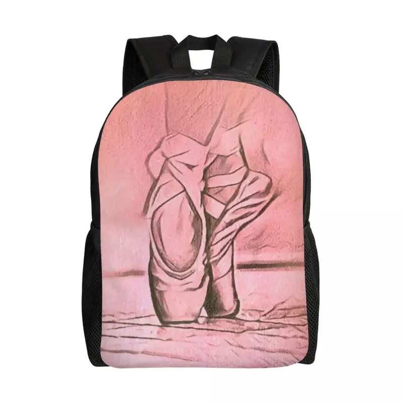 Ballet Shoes Pink Backpack for Women Men College School Students Bookbag Fits 15 Inch Laptop Ballerina Dancer Bags