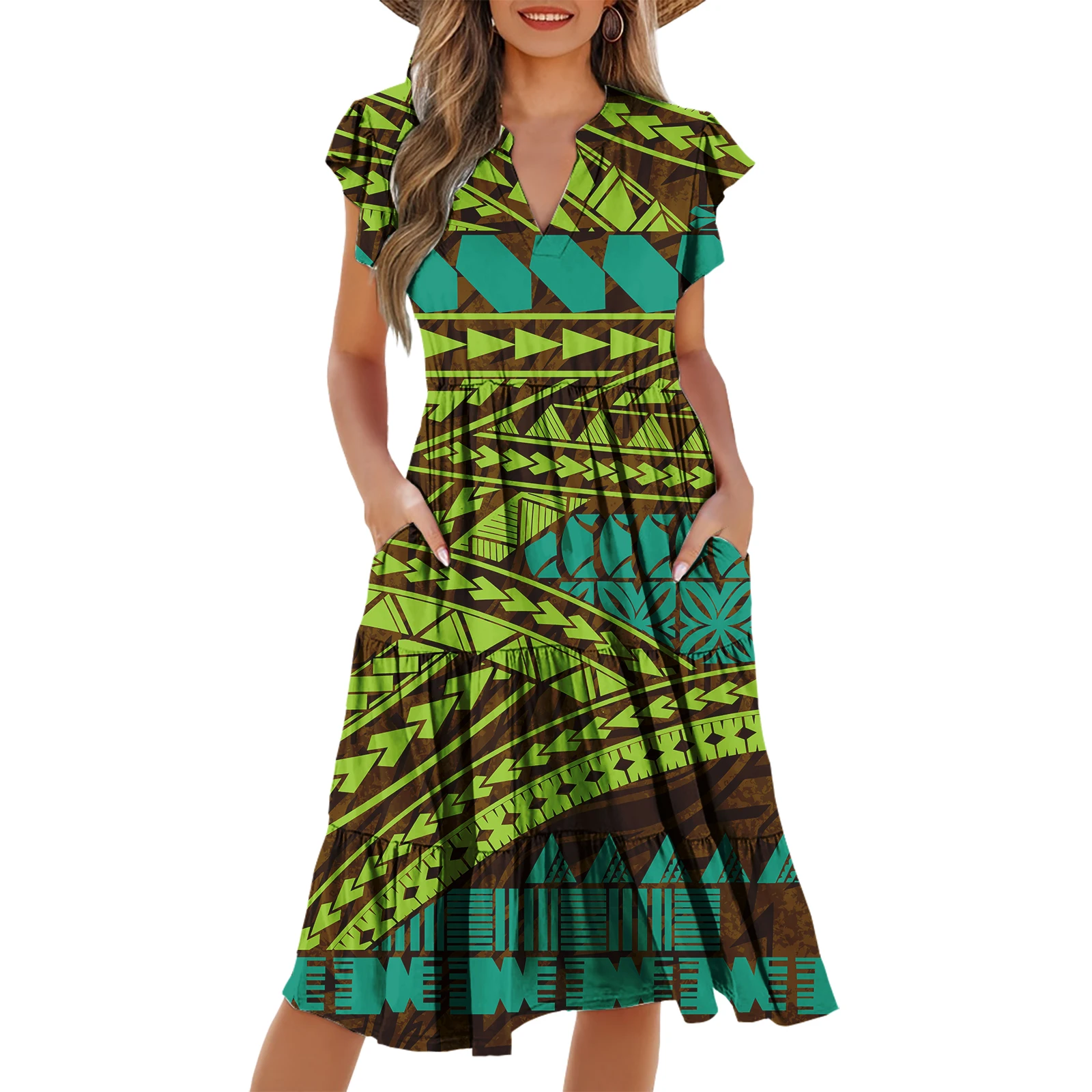 Big Size Island Hawaii Evening Party Dresses Fall New Fashion Classic Polynesian Women's Clothing Plus Size Dress Samoan