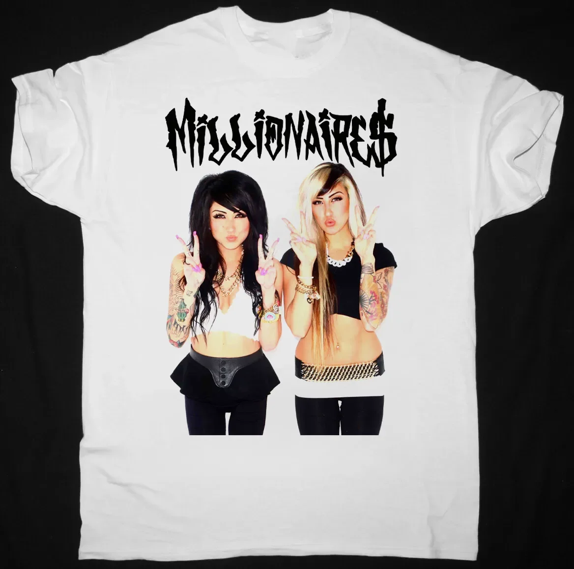 NEW MILLIONAIRES Band Short Sleeve Cotton White All Size Shirt AR179