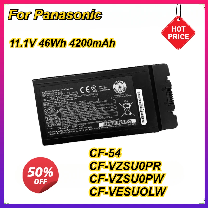 CF-54 Laptop Battery for PANASONIC CF-VZSU0PW Toughbook CF-54 Series 11.1V 46Wh 4200mAh CF-VZSU0PR CF-VZSU0LW