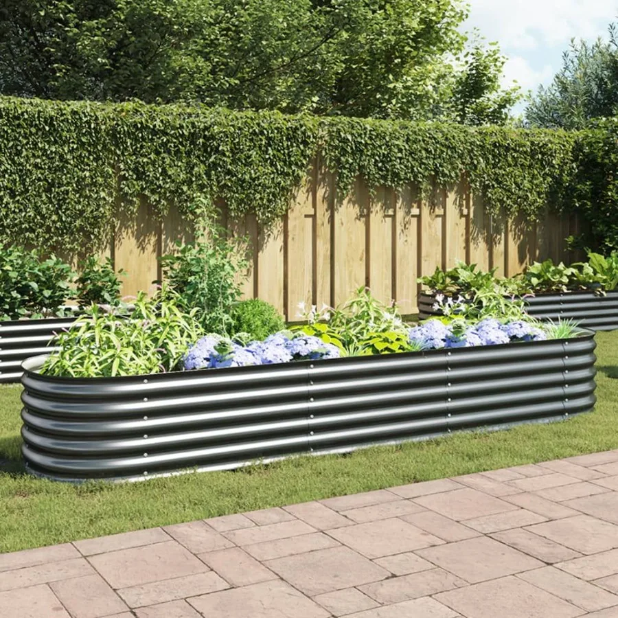 

Garden Raised Bed 126x31.5x17.3 Galvanized Steel Gray