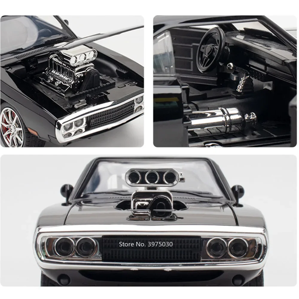 1:24 شاحن تشالنجر SRT Hellcat نموذج سيارات لعبة الإطارات المطاطية التراجع 4 أبواب مفتوحة ضوء الصوت مركبة الأولاد مهرجان الهدايا