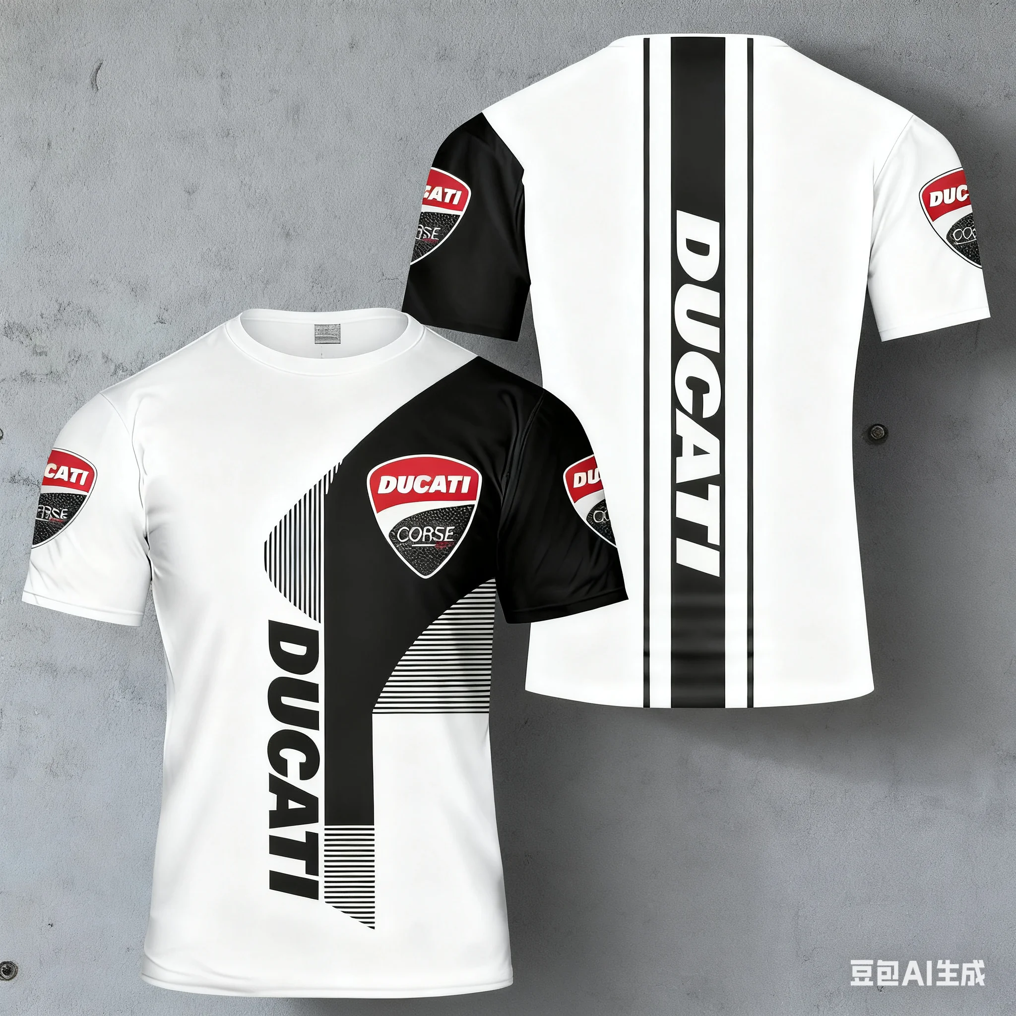 ثلاثية الأبعاد تي شيرت مطبوع الرجال عادية قصيرة الأكمام الشارع الشهير موضة شعبية في الهواء الطلق بدلة سباق دراجة نارية ل Ducati Panigal #1
