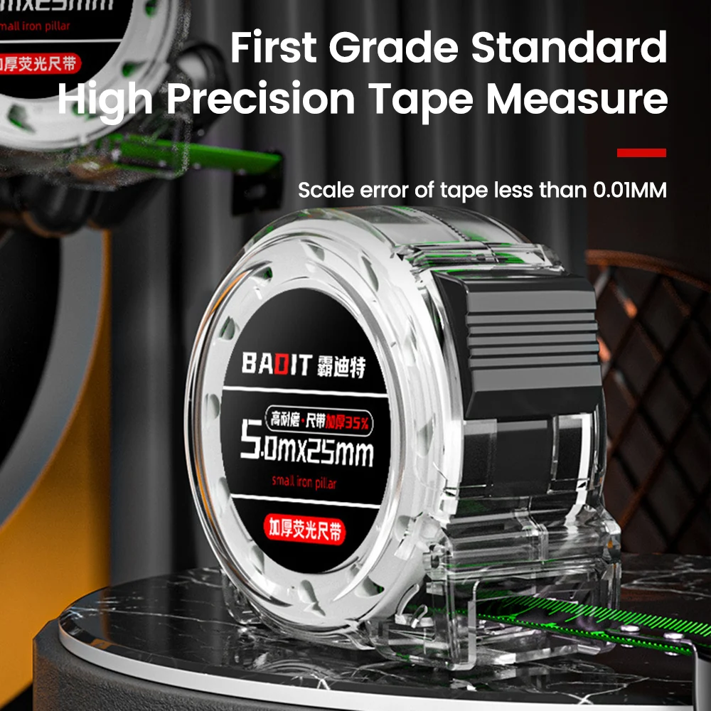 Laser Tape Measure 5M 7.5M 10M Metric Tape Carbon Steel Tape Self-locking Portable Measuring Construction Tools