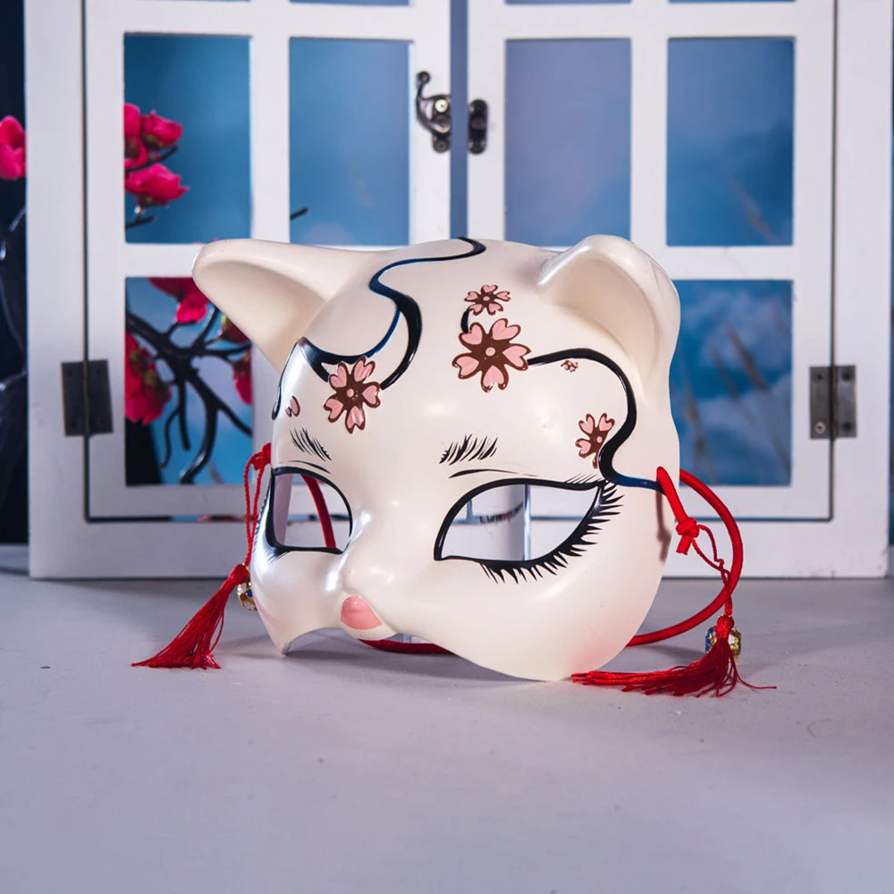 

Cute Cat Mask Painted Cat Head Half Masks Cosplay Half Face Mask Masquerade Kitten Mask Holiday Party Decoration Photo Props