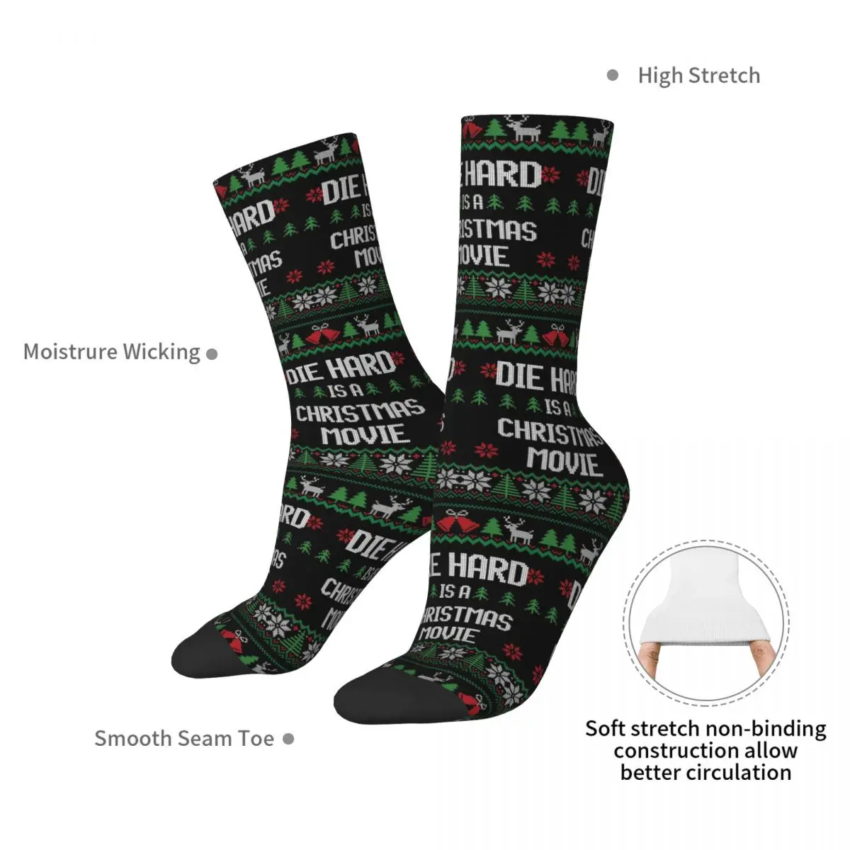 Die Hard Is A Christmas Movie Socks Harajuku Super Soft Stockings All Season Long Socks Accessories for Man's Woman's Gifts