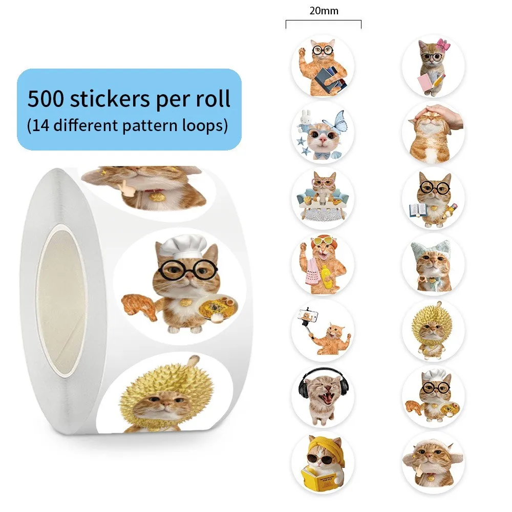 500 Pegatinas de Memes de Gatos por Rollo - Calcomanías Divertidas de Emojis para Laptop, Funda de Teléfono y Decoración DIY Tienda AnimeWorlds