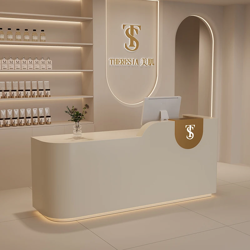 

Large Counter Logo Reception Desks Clinic Beauty Restaurant Luxury Reception Desks Computer Business Empfangs Tresen Furniture