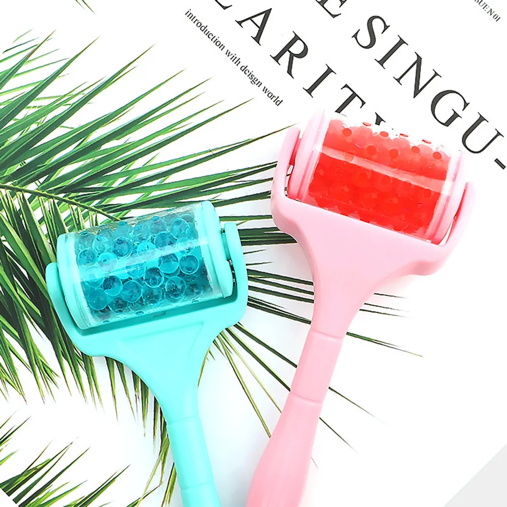 1Pcs Facial Massager Portable Face Beauty Tool Green Handle Transparent Beads Face Lifting Skin Tightening Firming