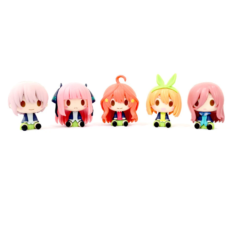 5Pcs/Set The Quintessential Quintuplets 4-5cm Mini Anime Girl Figure Kazuhana Nino Miku Nakano Shika May Christmas Birthday Gift