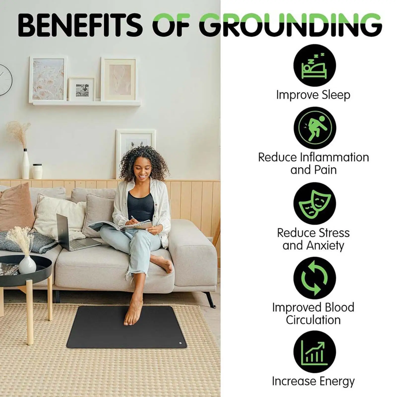 Grounding Mat Conductive Body Relief Sheets Anti Static Grounding Pad For Balance Mood Overall Health Travel Sleeping Meditation