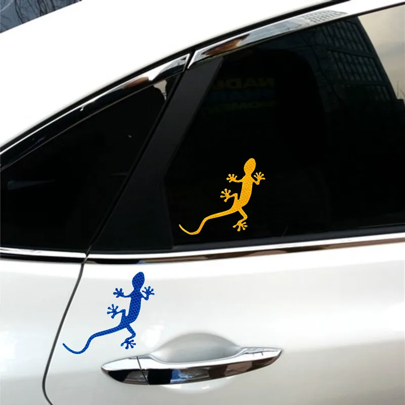 Gecko Reflective Safety Mark Cars Sticker PVC 3D Animal Decals Mark Night Driving Warning Strip Light Reflect Window Sticker