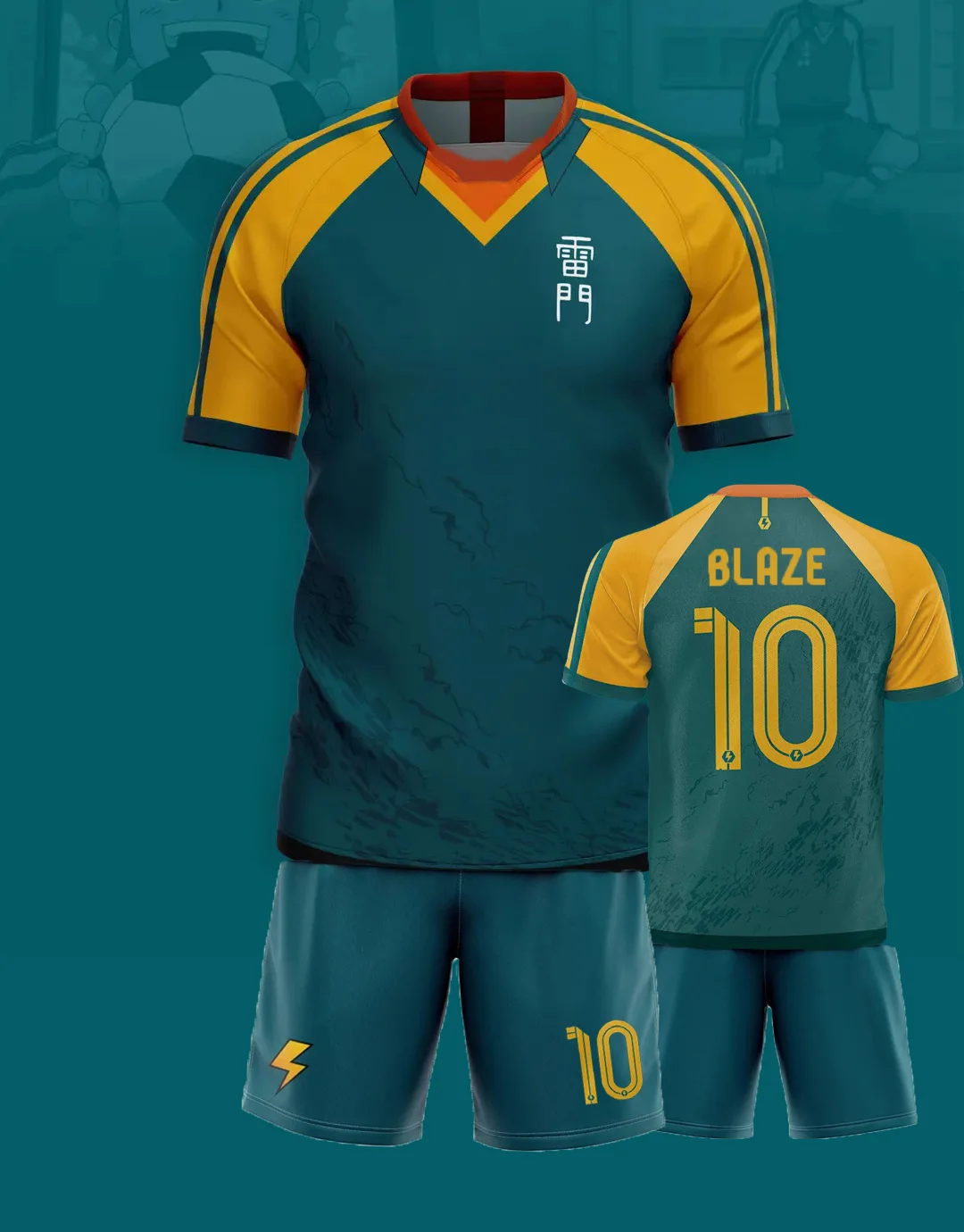 

Футбольные футболки с шортами аниме Inazuma Eleven Kaio, комплект из джерси с 3D принтом Blaze, летние мужские/женские спортивные футболки Y2k, наряды