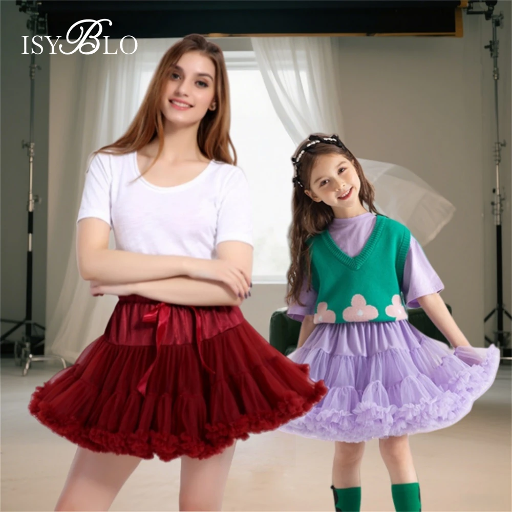 

Mother & Kids Tutu Skirt Ruched Adjustable Waist Mesh Skirts for Costume, Halloween, Christmas Birthday Party Gowns