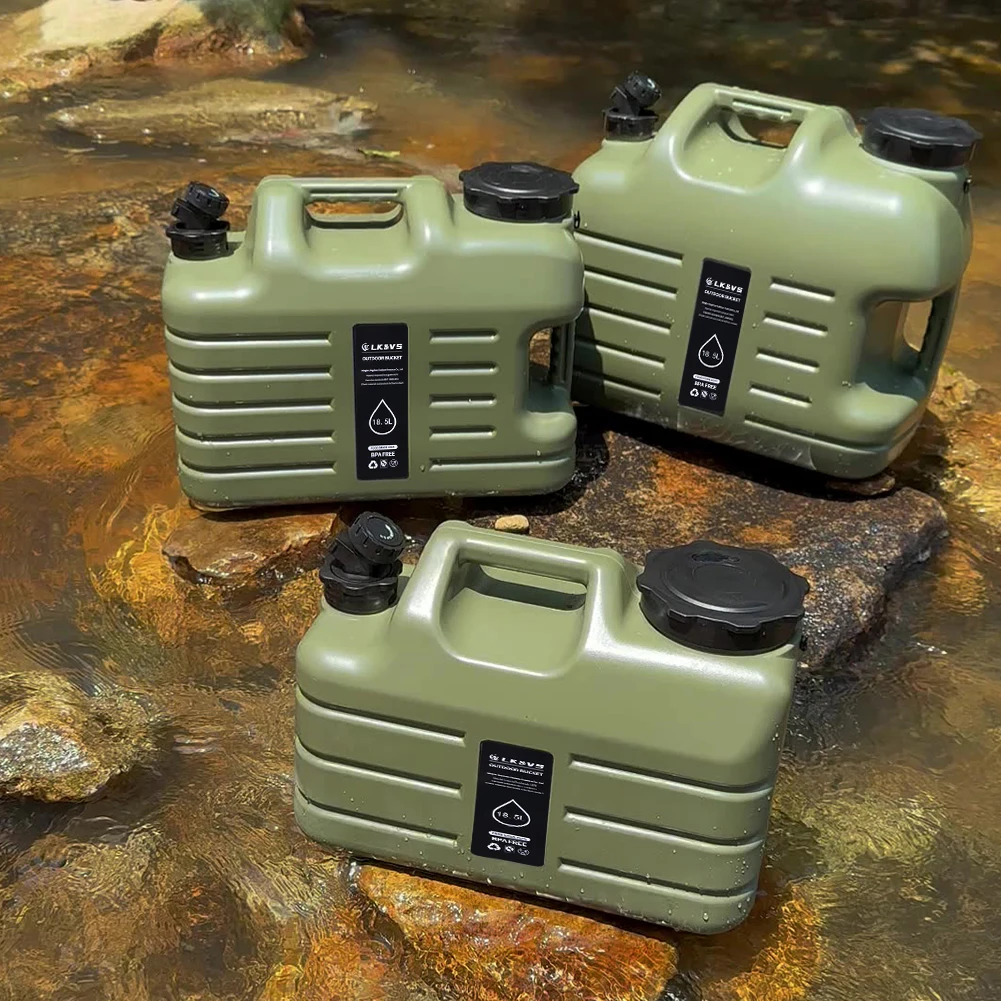 

18.5L 19L Outdoor Water Bucket Large-Capacity Portable Water Storage Container Driving Water Tank With Faucet For Camping Hiking