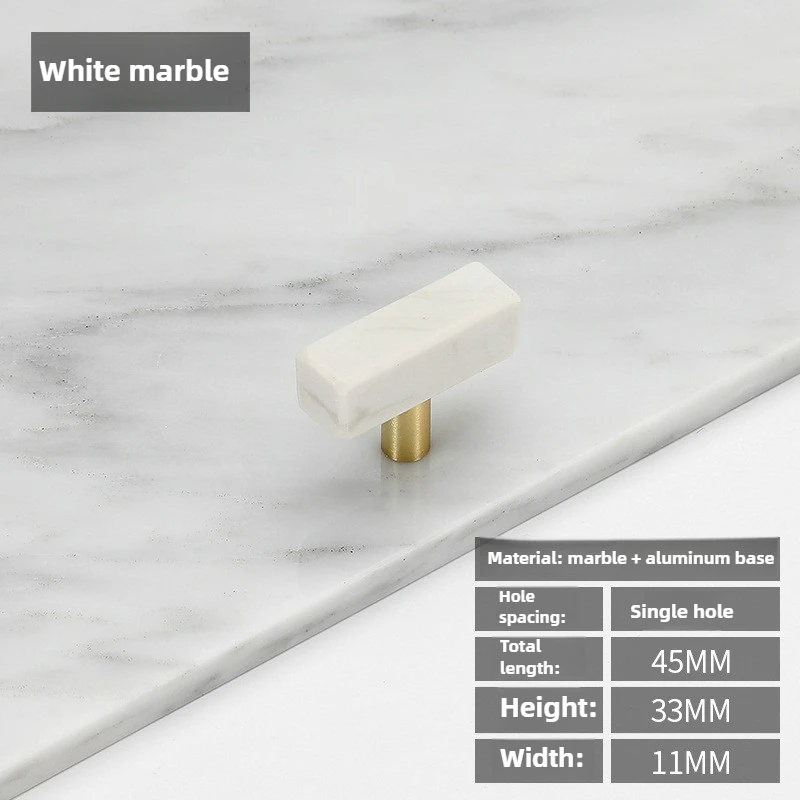 

Nordic Style Marble Cabinet Door Handle, Modern and Simple White Stone Kitchen Cabinet Drawer Wardrobe Door Handle