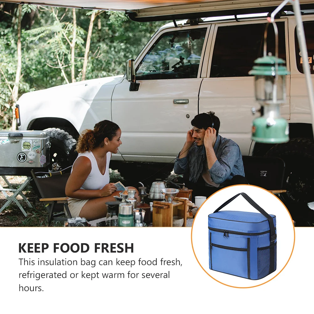 

Oxford Cloth Insulation Cooler Bag Waterproof Portable Lunch Tote Reusable Blue Picnic Bag Design Keep Food Fresh