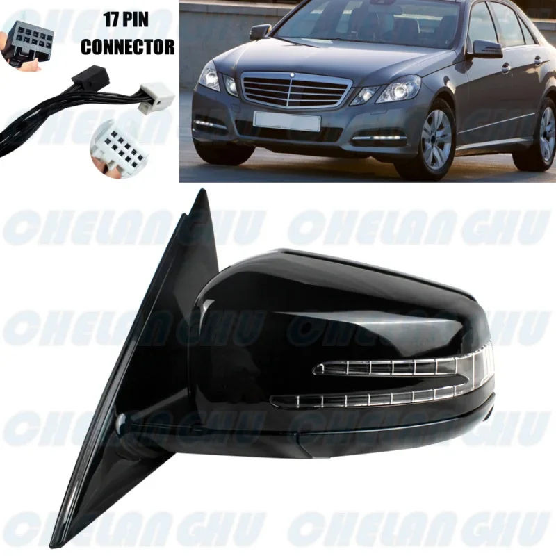 For Benz W212 E300 E200 E360 E400 2010 2011 2012 2013 2014 2015 Left Side 17 Pins Black Painted Power Fold Mirror Assembly