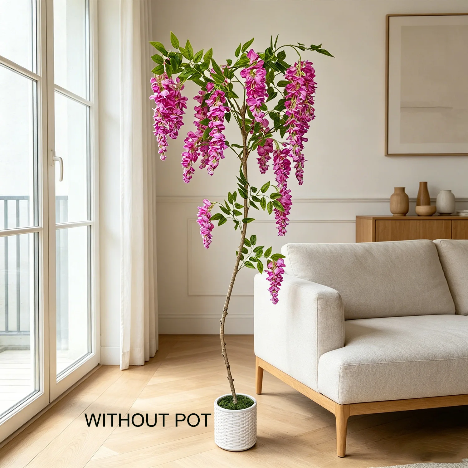 Planta Artificial de Glicinia Rosa de 55-200 cm, Árbol Artificial Decorativo para Interiores, Planta Artificial para Decoración del Hogar, Bodas y Sala de Estar