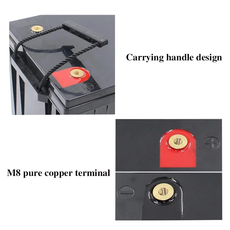 Lifepo4 بطارية الخلايا الشمسية حافظة 12 فولت 24 فولت 48 فولت 90 أمبير 105 أمبير 180 أمبير 200 أمبير 280 أمبير 320 أمبير صناديق تخزين البطارية بطارية RV علبة بلاستيكية