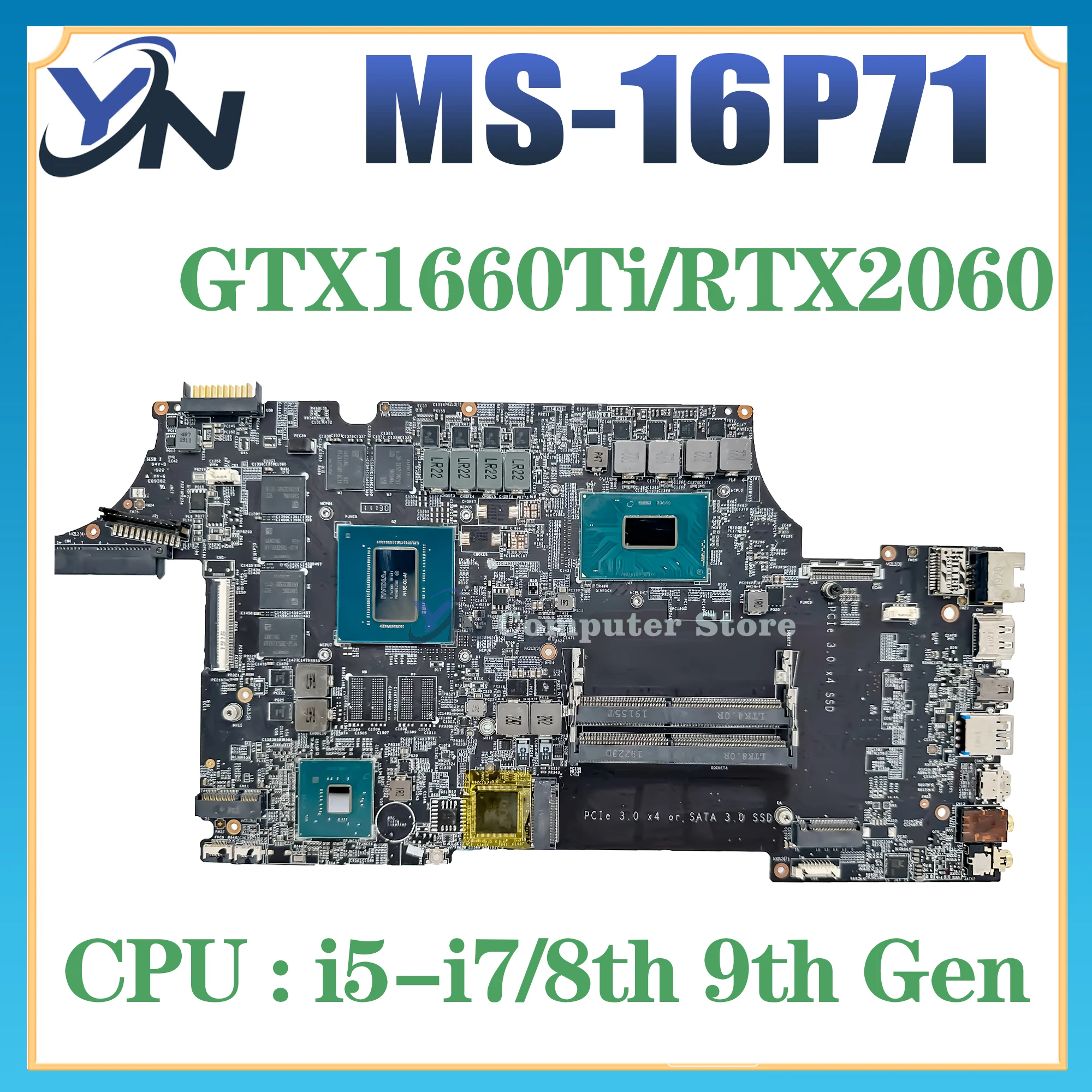 MS-16P71 Notebook mainboard für msi MS-16P7 gl63 laptop motherboard w/i5-i7/8 9. E1-2176M gtx1660 rtx2060 RTX3000-V6G