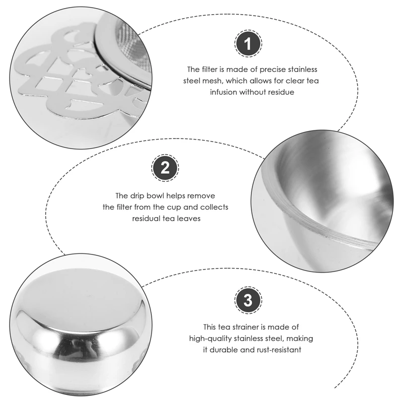 Nieuwe 6-Pack Theezeefjes Met Druppelkom, 2.5 Inch Theefilters Voor Losse Thee, Roestvrijstalen Mesh Thee-Infuser Met Handvat