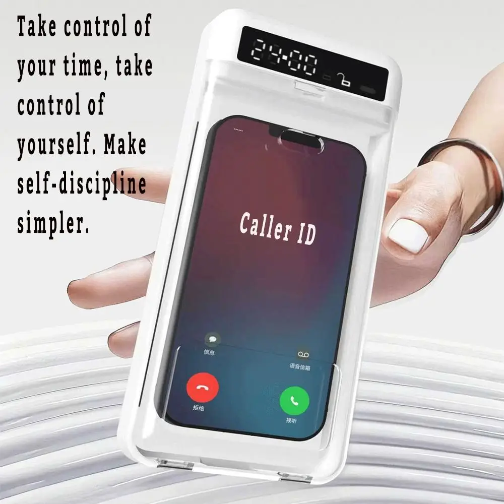 New Portable Phone Lock Box with Timer 24 Hours Transparent Lid Phone Locker Storage Box Self-Control LCD Display Phone Box ADHD