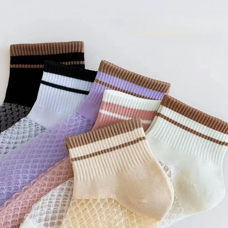 6 Pairs Breathable Ultra Thin Glass Silk Women\'s Socks Transparent Crystal Silk Sockken Short Tube Fashion Female Socks Lace