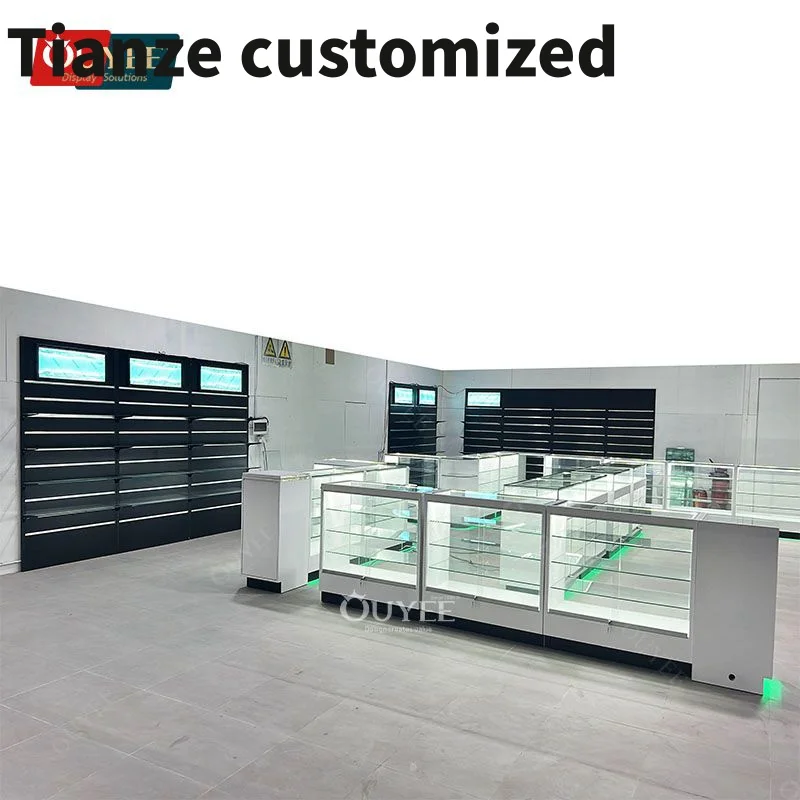 Customized-Display Cabinet Cigarettes Counter Show Display Glass Smoke Shops Supplies Glass Smoke Shop Counter With