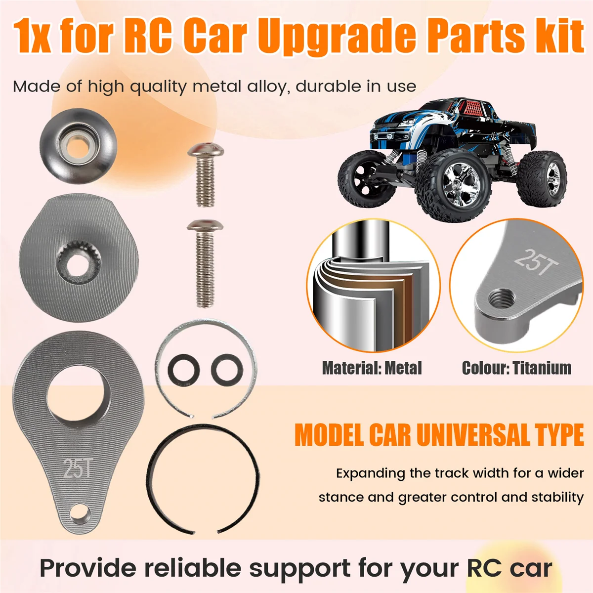 A07I 25T ステアリングサーボアームホーン 1 穴 RC クローラー車用大トルクデジタルサーボアップグレードパーツチタンカラー