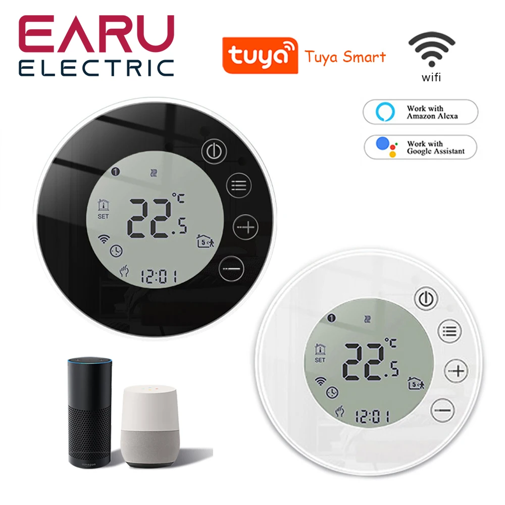 Wifi termostato inteligente controlador de temperatura piso elétrico aquecimento trv caldeira gás água controle remoto bytuya alexa casa do google