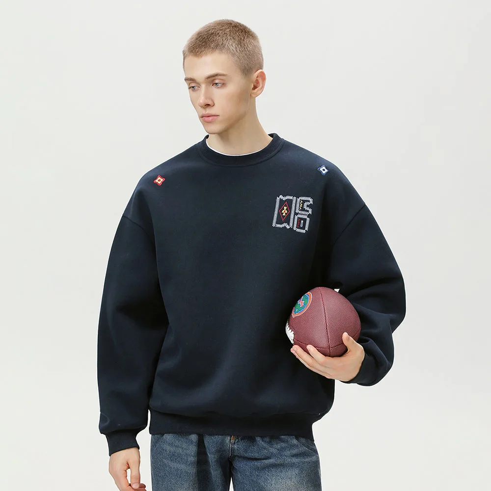 TFETTERS 2026 Autumn Winter New Men's Heavyweight Ethnic Style O-Neck Sweatshirt Embroidery Oversized Fit Streetwear Sweatshirts