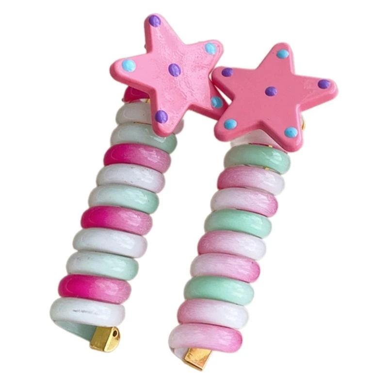 

1 Pair Star Hair Coils for Children Elastic Hair Ties for Parties and Daily Use G2TD