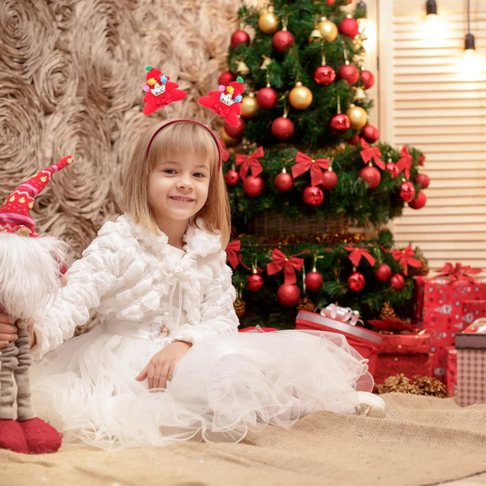 

2pcs Children Headband Christmas Tree Design Holiday Party Accessory Xmas Hair Hoop Festive Decor Hair Styling Tool