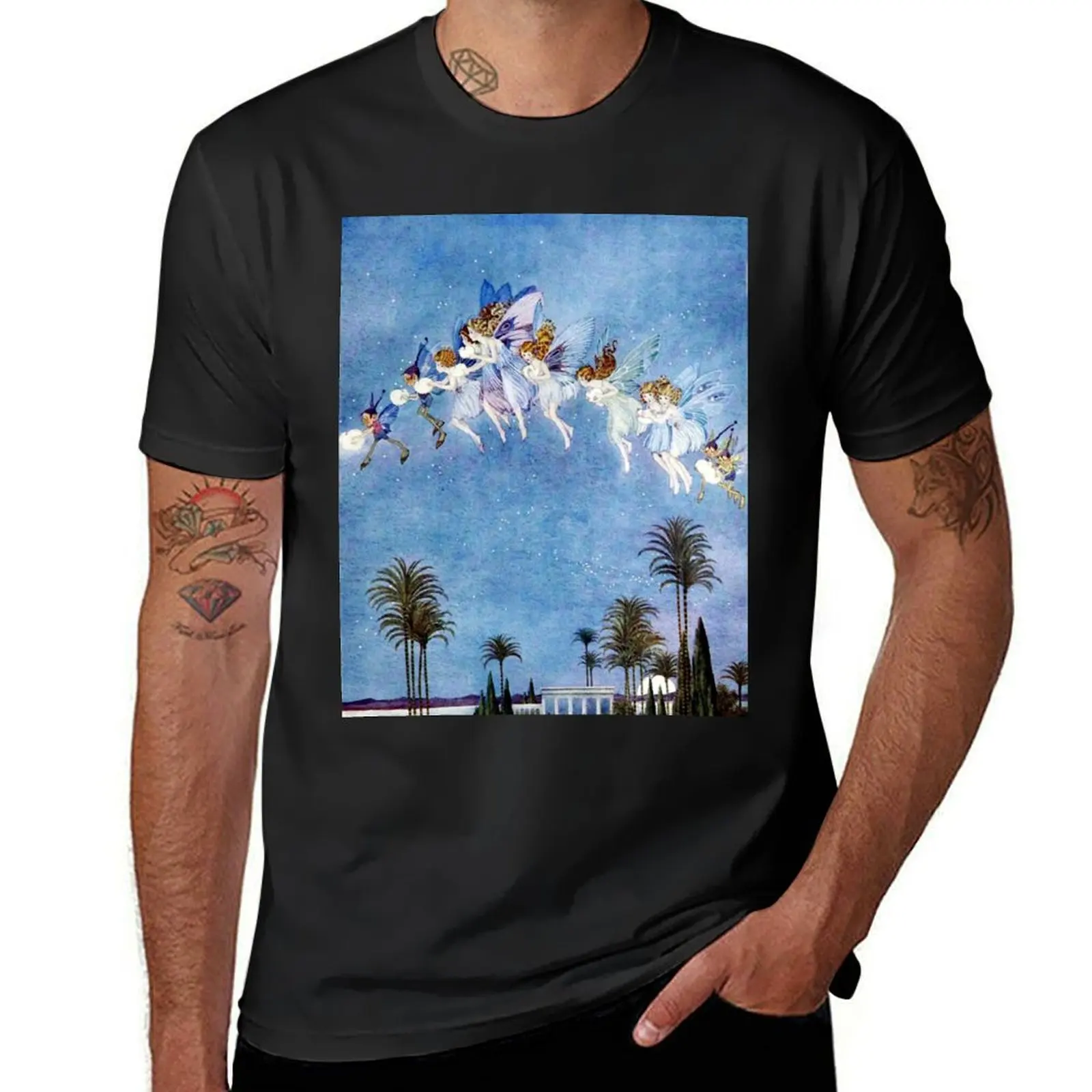 Fairies with Shells of Oil - Ida Rentoul Outhwaite T-Shirt summer top Short sleeve tee plain hippie clothes T-shirt men