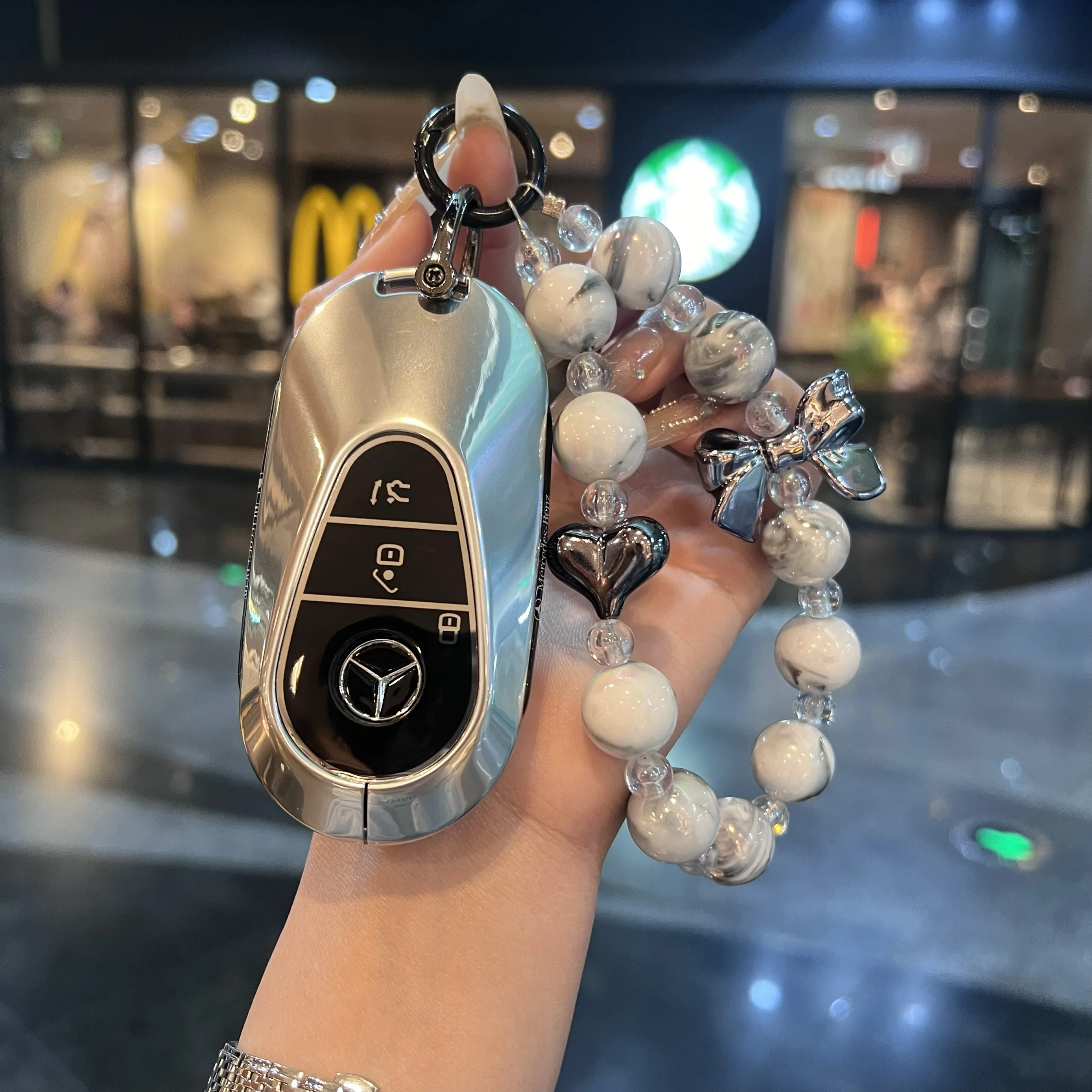 Key Case Cover for Mercedes Benz C S Class W223 W206 S350 C260 C300 S400 S480 S580 S450L S500L 2022 2023 Keychain Holder Keyring