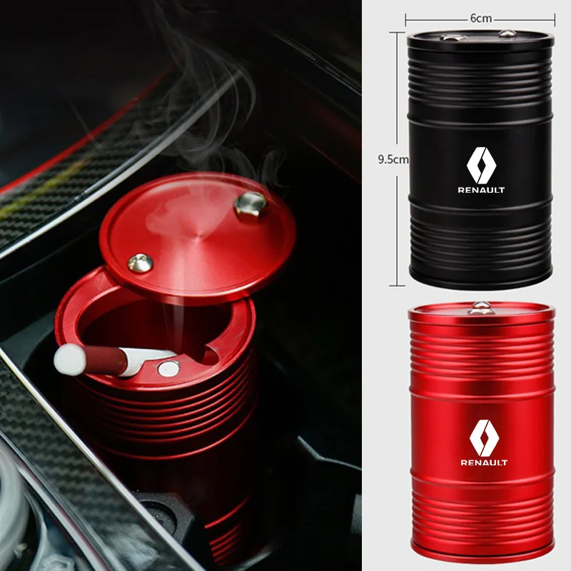 Aluminum Alloy Car Home Ashtray Oil Drum Shape Smoke Ash Holder For Renault Grand Scenic 4 XMOD Megane Clio 4 Laguna 2 3 Coupe