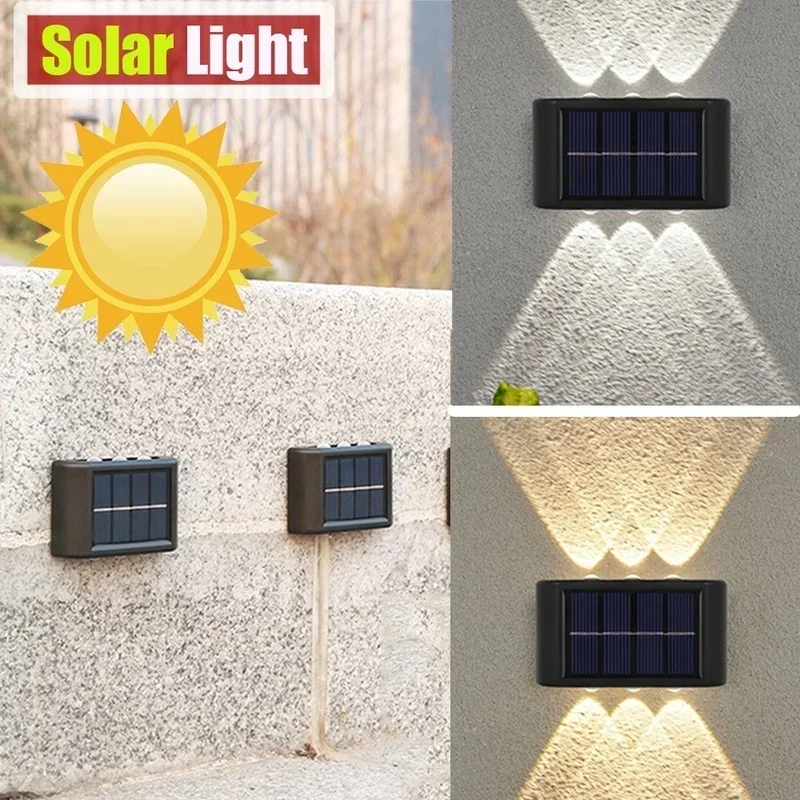 2/4/6/10LEDs Solar Wall Lamp Yard Street Decor Light Outdoor Waterproof Up and Down Luminous Lighting Garden Landscape Lamp