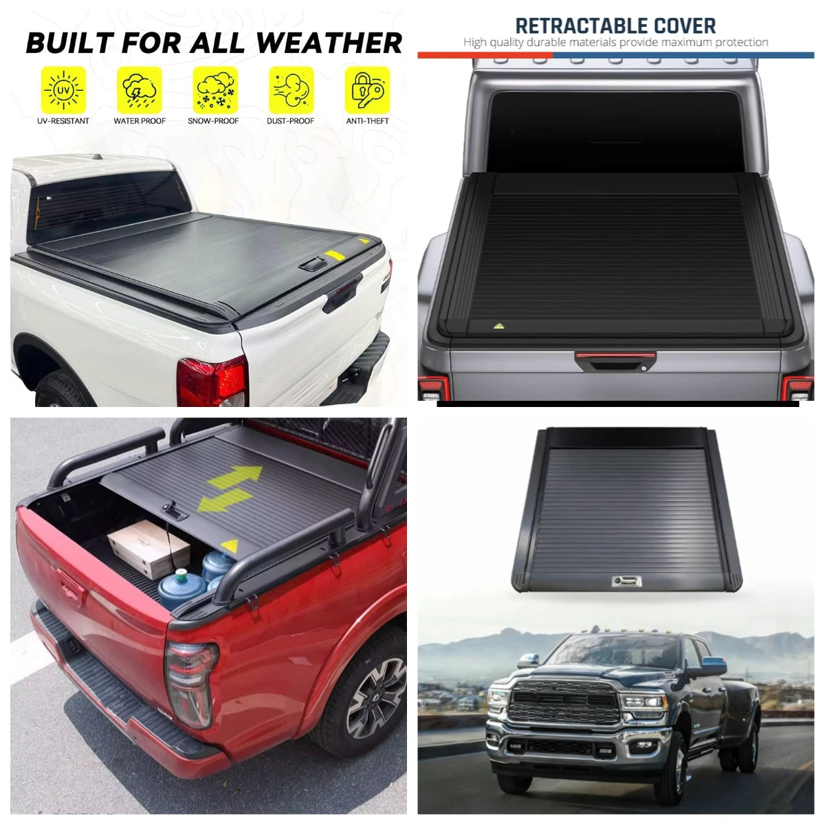 

Krono Wild Thickened 6.4ft Heavy Duty Manual Retractable Aluminum Alloy Waterproof No Drilling Tonneau Cover For Ram 2500