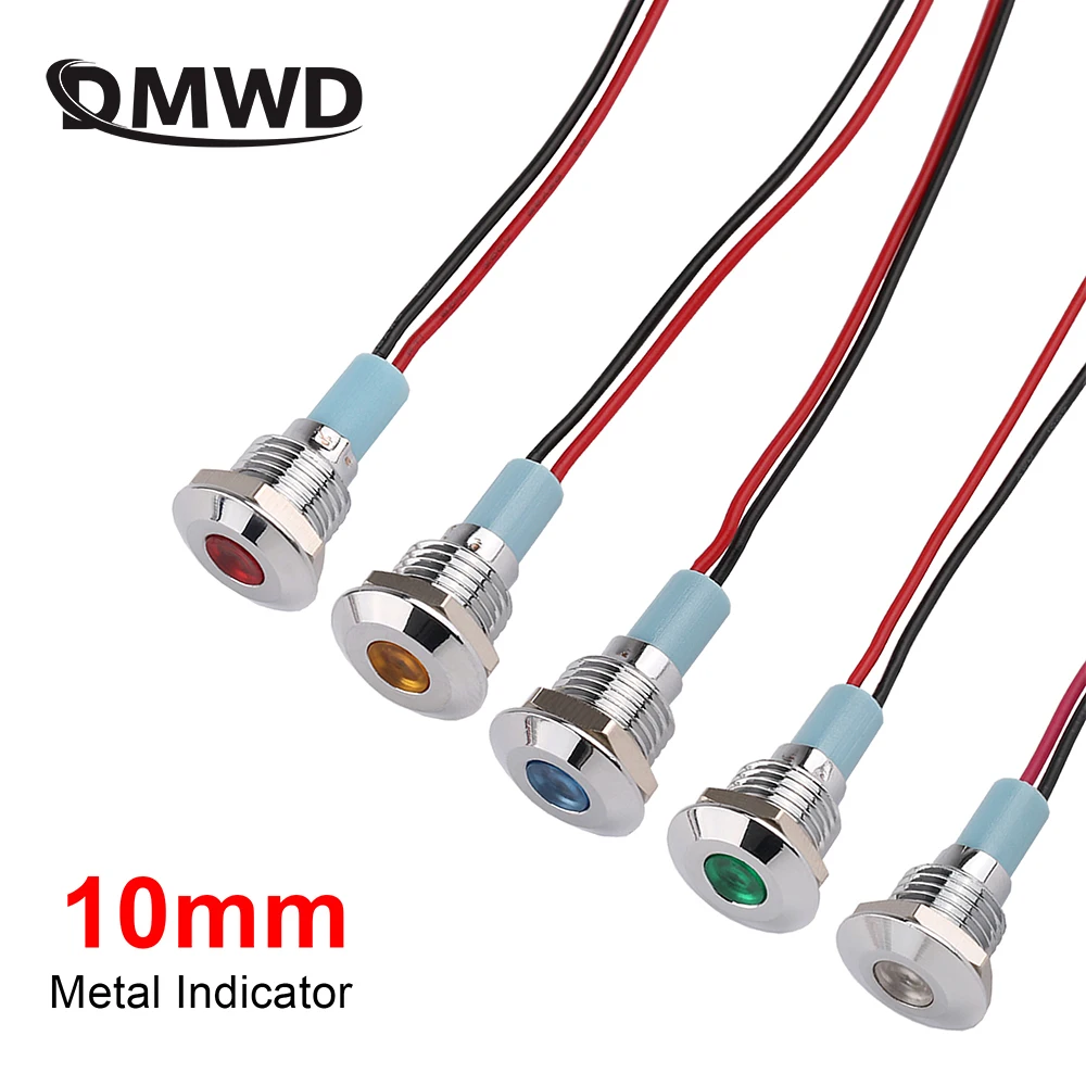 

LED Metal Indicator Light 10mm Waterproof Power Signal Lamp 3V 5V 6V 12V 24V 220V Other Red Yellow Blue Green White