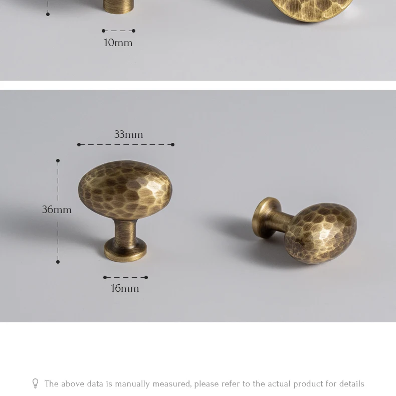 Hammered brass cabinet knob in antique brushed finish — product image 30