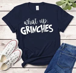 What Up Grinches Christmas Pajamas Personalized Gifts Holiday Party Family Short Sleeve Top Tees 100%cctton Streetwear goth y2k