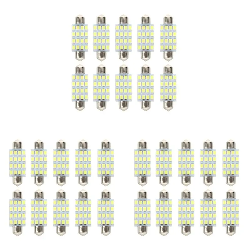 ABRW-30 PCS 16 Torpedo Car Bulb LED SMD 3528 42 Mm - White