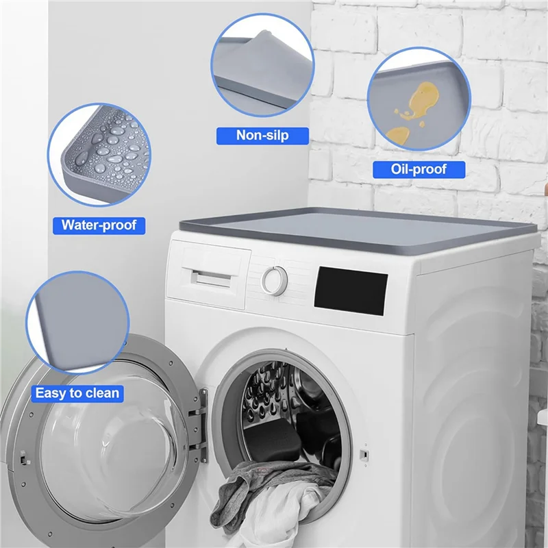 【Must-Haves】2X Защитный силиконовый резиновый коврик для стиральной машины для сушилки 23,6 х 23,6 дюйма для крышки стиральной и сушильной машины для верхней защиты от скольжения