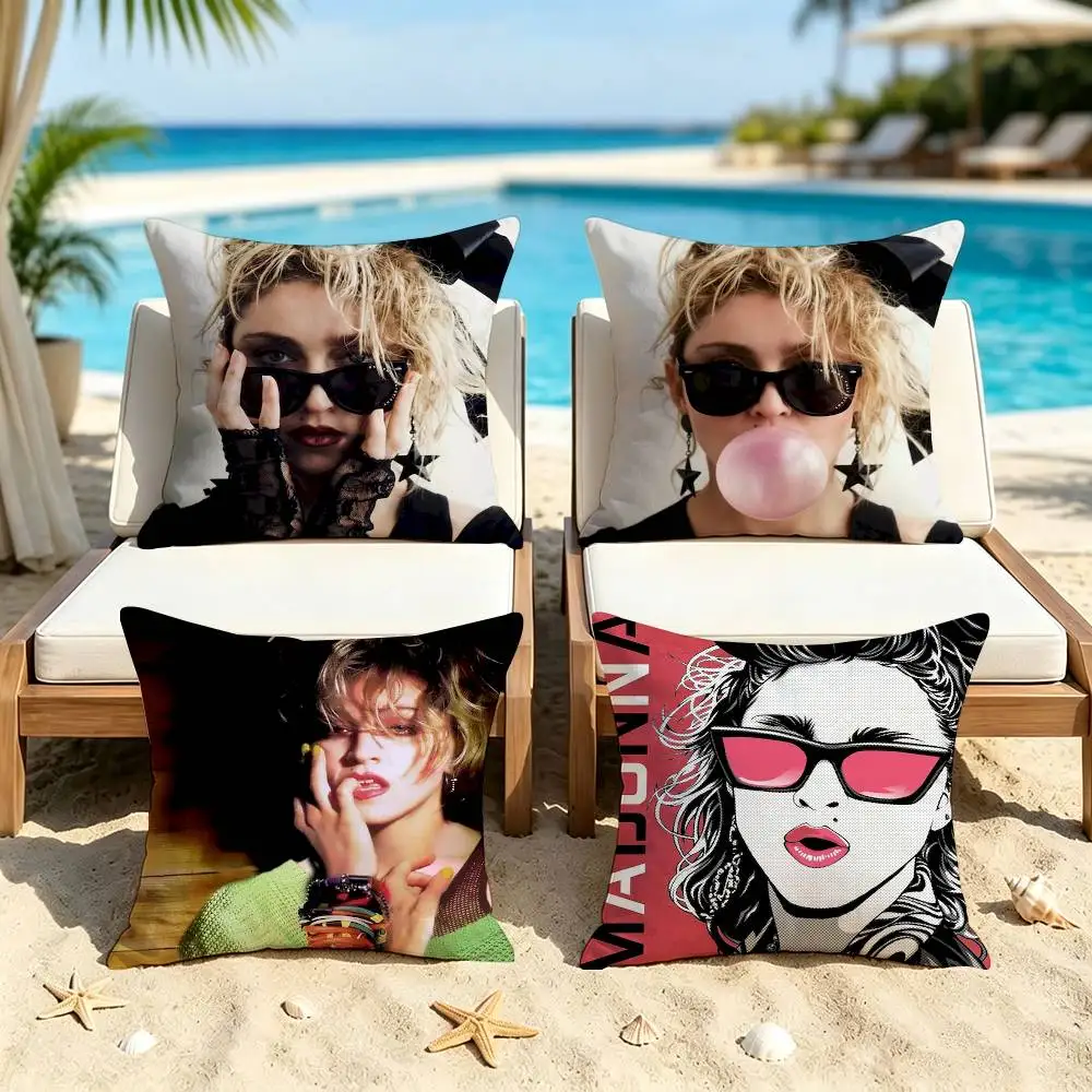 M-Madonna 80s Square Double-Sided Printed Pillow Case Sofa Cushion Cover Bedroom Bedside Decor